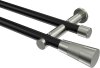 10193312-XX2939 Gardinenstange Metall 20 mm Ø 2-läufig PLATON - Tanara Schwarz / Edelstahl-Optik (ohne Ringe)