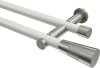 10193312-XX3239 Gardinenstange Metall 20 mm Ø 2-läufig PLATON - Tanara Weiß / Edelstahl-Optik (ohne Ringe)