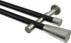 10193326-XX2939 Gardinenstange Metall 20 mm Ø 2-läufig PRESTIGE - Tanara Schwarz / Edelstahl-Optik (ohne Ringe)