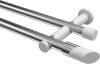 10193412-101232 Gardinenstange Metall 20 mm Ø 2-läufig PLATON - Verano Chrom / Weiß (ohne Ringe)