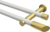 10193412-XX3238 Gardinenstange Metall 20 mm Ø 2-läufig PLATON - Verano Weiß / Messing-Optik (ohne Ringe)