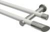 10193412-103239 Gardinenstange Metall 20 mm Ø 2-läufig PLATON - Verano Weiß / Edelstahl-Optik (ohne Ringe)