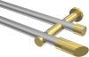 10193412-XX3338 Gardinenstange Metall 20 mm Ø 2-läufig PLATON - Verano Silbergrau / Messing-Optik (ohne Ringe)