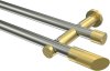 10193412-XX3938 Gardinenstange Edelstahl-Optik / Messing-Optik 20 mm Ø 2-läufig PLATON - Verano (ohne Ringe)