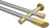 10193426-XX3338 Gardinenstange Metall 20 mm Ø 2-läufig PRESTIGE - Verano Silbergrau / Messing-Optik (ohne Ringe)