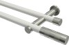 10193512-XX3239 Gardinenstange Metall 20 mm Ø 2-läufig PLATON - Mavell Weiß / Edelstahl-Optik (ohne Ringe)