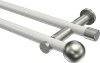 10193612-XX3239 Gardinenstange Metall 20 mm Ø 2-läufig PLATON - Luino Weiß / Edelstahl-Optik (ohne Ringe)