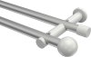 10193612-XX3332 Gardinenstange Metall 20 mm Ø 2-läufig PLATON - Luino Silbergrau / Weiß (ohne Ringe)