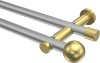 10193612-XX3338 Gardinenstange Metall 20 mm Ø 2-läufig PLATON - Luino Silbergrau / Messing-Optik (ohne Ringe)