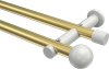10193612-XX3832 Gardinenstange Metall 20 mm Ø 2-läufig PLATON - Luino Messing-Optik / Weiß (ohne Ringe)
