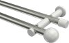 10193612-XX3932 Gardinenstange Metall 20 mm Ø 2-läufig PLATON - Luino Edelstahl-Optik / Weiß (ohne Ringe)