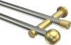 10193612-XX3938 Gardinenstange Edelstahl-Optik / Messing-Optik 20 mm Ø 2-läufig PLATON - Luino (ohne Ringe)