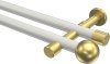 10193626-XX3238 Gardinenstange Metall 20 mm Ø 2-läufig PRESTIGE - Luino Weiß / Messing-Optik (ohne Ringe)