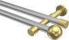 10193626-XX3338 Gardinenstange Metall 20 mm Ø 2-läufig PRESTIGE - Luino Silbergrau / Messing-Optik (ohne Ringe)