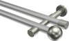 10193626-XX3339 Gardinenstange Metall 20 mm Ø 2-läufig PRESTIGE - Luino Silbergrau / Edelstahl-Optik (ohne Ringe)
