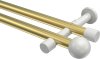 10193626-XX3832 Gardinenstange Metall 20 mm Ø 2-läufig PRESTIGE - Luino Messing-Optik / Weiß (ohne Ringe)