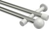 10193626-XX3932 Gardinenstange Metall 20 mm Ø 2-läufig PRESTIGE - Luino Edelstahl-Optik / Weiß (ohne Ringe)