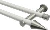 10193712-XX3239 Gardinenstange Metall 20 mm Ø 2-läufig PLATON - Savio Weiß / Edelstahl-Optik (ohne Ringe)