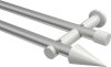 10193712-103332 Gardinenstange Metall 20 mm Ø 2-läufig PLATON - Savio Silbergrau / Weiß (ohne Ringe)