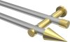 10193712-XX3338 Gardinenstange Metall 20 mm Ø 2-läufig PLATON - Savio Silbergrau / Messing-Optik (ohne Ringe)