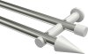 10193712-XX3932 Gardinenstange Metall 20 mm Ø 2-läufig PLATON - Savio Edelstahl-Optik / Weiß (ohne Ringe)