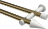10193712-XX9532 Gardinenstange Metall 20 mm Ø 2-läufig PLATON - Savio Messing Antik / Weiß (ohne Ringe)