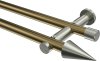 10193712-XX9539 Gardinenstange Metall 20 mm Ø 2-läufig PLATON - Savio Messing Antik / Edelstahl-Optik (ohne Ringe)