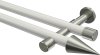 10193726-103239 Gardinenstange Metall 20 mm Ø 2-läufig PRESTIGE - Savio Weiß / Edelstahl-Optik (ohne Ringe)