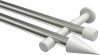 10193726-XX3932 Gardinenstange Metall 20 mm Ø 2-läufig PRESTIGE - Savio Edelstahl-Optik / Weiß (ohne Ringe)