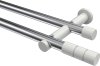 10193812-XX1232 Gardinenstange Metall 20 mm Ø 2-läufig PLATON - Elanto Chrom / Weiß (ohne Ringe)