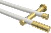 10193812-XX3238 Gardinenstange Metall 20 mm Ø 2-läufig PLATON - Elanto Weiß / Messing-Optik (ohne Ringe)