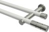 10193812-XX3239 Gardinenstange Metall 20 mm Ø 2-läufig PLATON - Elanto Weiß / Edelstahl-Optik (ohne Ringe)