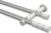 10193812-XX3332 Gardinenstange Metall 20 mm Ø 2-läufig PLATON - Elanto Silbergrau / Weiß (ohne Ringe)