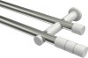 10193812-103932 Gardinenstange Metall 20 mm Ø 2-läufig PLATON - Elanto Edelstahl-Optik / Weiß (ohne Ringe)