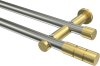 10193812-XX3938 Gardinenstange Edelstahl-Optik / Messing-Optik 20 mm Ø 2-läufig PLATON - Elanto (ohne Ringe)