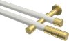 10193826-103238 Gardinenstange Metall 20 mm Ø 2-läufig PRESTIGE - Elanto Weiß / Messing-Optik (ohne Ringe)