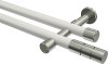 10193826-XX3239 Gardinenstange Metall 20 mm Ø 2-läufig PRESTIGE - Elanto Weiß / Edelstahl-Optik (ohne Ringe)
