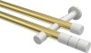 10193826-XX3832 Gardinenstange Metall 20 mm Ø 2-läufig PRESTIGE - Elanto Messing-Optik / Weiß (ohne Ringe)