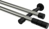 10193826-XX3929 Gardinenstange Metall 20 mm Ø 2-läufig PRESTIGE - Elanto Edelstahl-Optik / Schwarz (ohne Ringe)