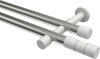 10193826-XX3932 Gardinenstange Metall 20 mm Ø 2-läufig PRESTIGE - Elanto Edelstahl-Optik / Weiß (ohne Ringe)