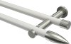10193912-XX3239 Gardinenstange Metall 20 mm Ø 2-läufig PLATON - Samanto Weiß / Edelstahl-Optik (ohne Ringe)