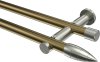 10193912-XX9539 Gardinenstange Metall 20 mm Ø 2-läufig PLATON - Samanto Messing Antik / Edelstahl-Optik (ohne Ringe)
