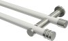 10194112-XX3239 Gardinenstange Metall 20 mm Ø 2-läufig PLATON - Estana Weiß / Edelstahl-Optik (ohne Ringe)