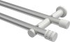 10194112-XX3332 Gardinenstange Metall 20 mm Ø 2-läufig PLATON - Estana Silbergrau / Weiß (ohne Ringe)