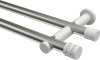 10194112-XX3932 Gardinenstange Metall 20 mm Ø 2-läufig PLATON - Estana Edelstahl-Optik / Weiß (ohne Ringe)