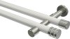 10194126-XX3239 Gardinenstange Metall 20 mm Ø 2-läufig PRESTIGE - Estana Weiß / Edelstahl-Optik (ohne Ringe)