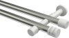 10194126-XX3932 Gardinenstange Metall 20 mm Ø 2-läufig PRESTIGE - Estana Edelstahl-Optik / Weiß (ohne Ringe)