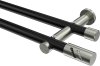 10194212-XX2939 Gardinenstange Metall 20 mm Ø 2-läufig PLATON - Zoena Schwarz / Edelstahl-Optik (ohne Ringe)