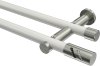 10194212-103239 Gardinenstange Metall 20 mm Ø 2-läufig PLATON - Zoena Weiß / Edelstahl-Optik (ohne Ringe)
