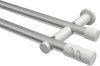 10194212-103332 Gardinenstange Metall 20 mm Ø 2-läufig PLATON - Zoena Silbergrau / Weiß (ohne Ringe)